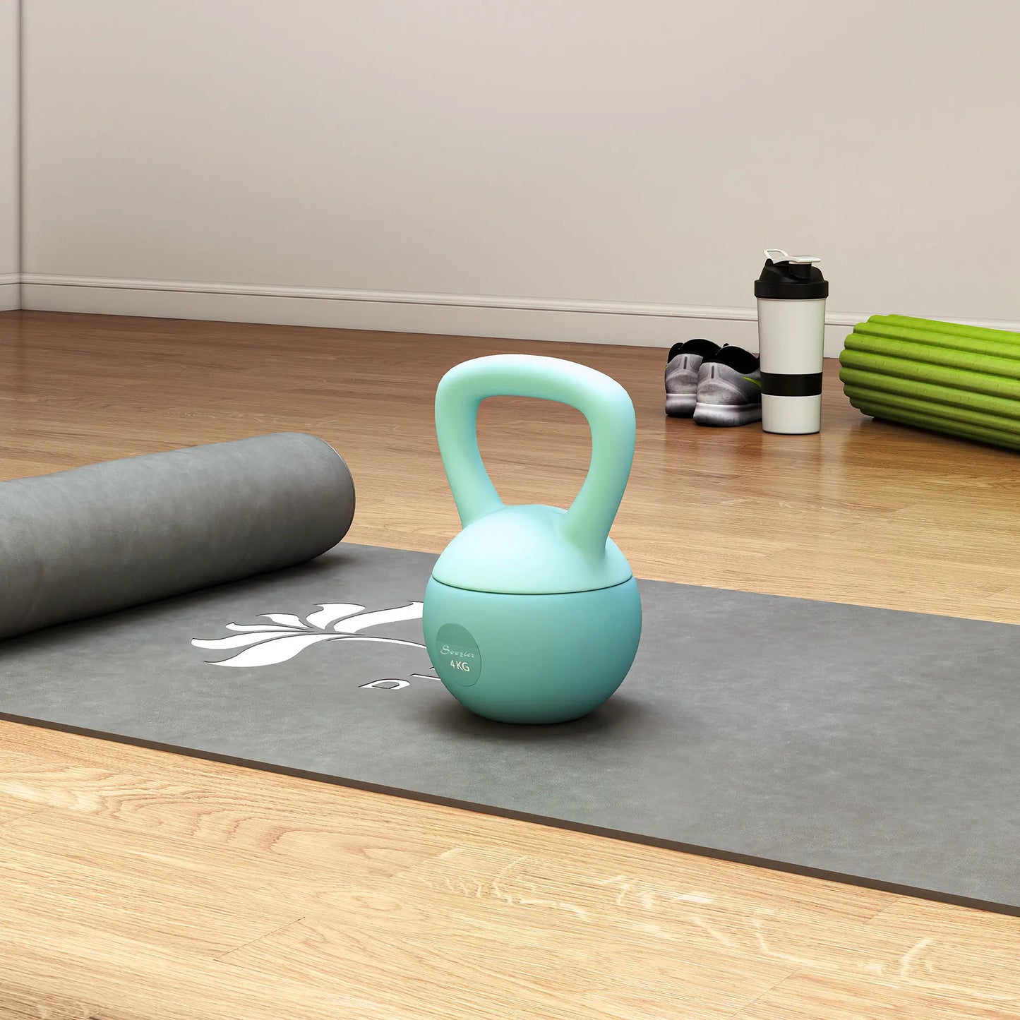9 lb Soft Kettlebell, Sand Filled Weight w/ Grip Handle, Kettlebell Weight for Full Body Workout, Green