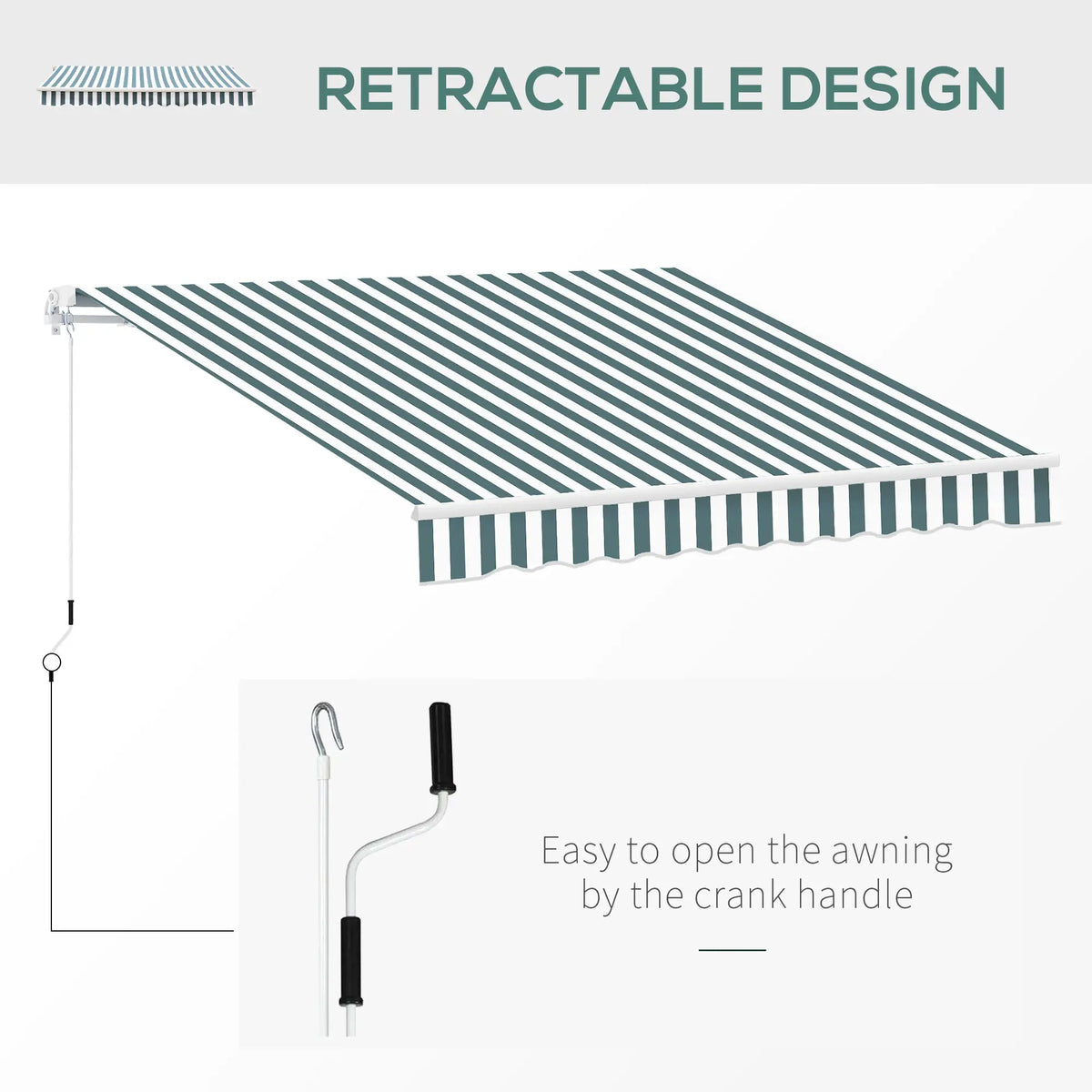 Retractable Patio Awning 8x7 ft, Water Resistant UV Aluminum Frame Deck Awnings at Gallery Canada