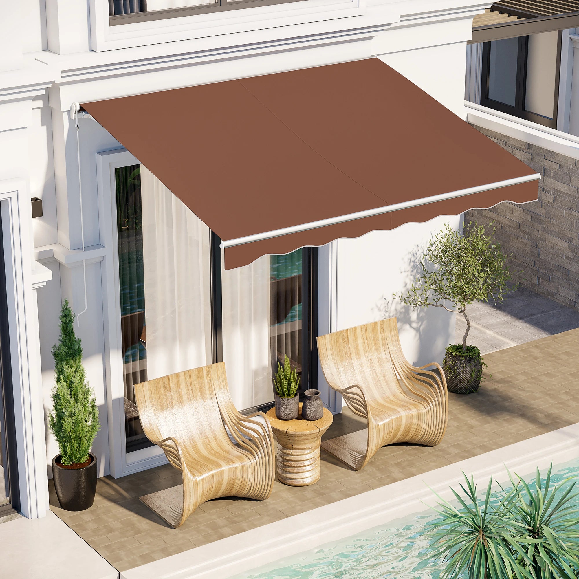 10' x 8' Electric Retractable Awning, Sun Shade Shelter with Remote, Manual Crank, Aluminum Frame Deck Awnings at Gallery Canada