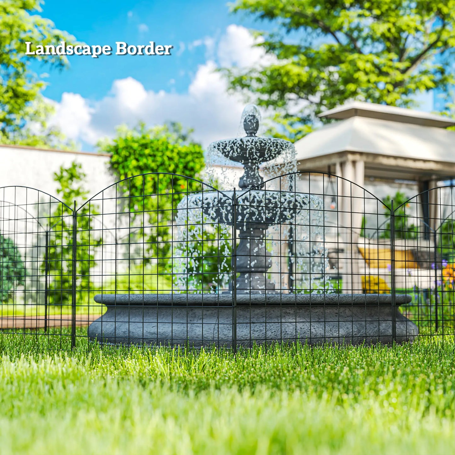 Metal Garden Fence Set Of 6, 181.1" X 38.2", Black Garden Fences at Gallery Canada