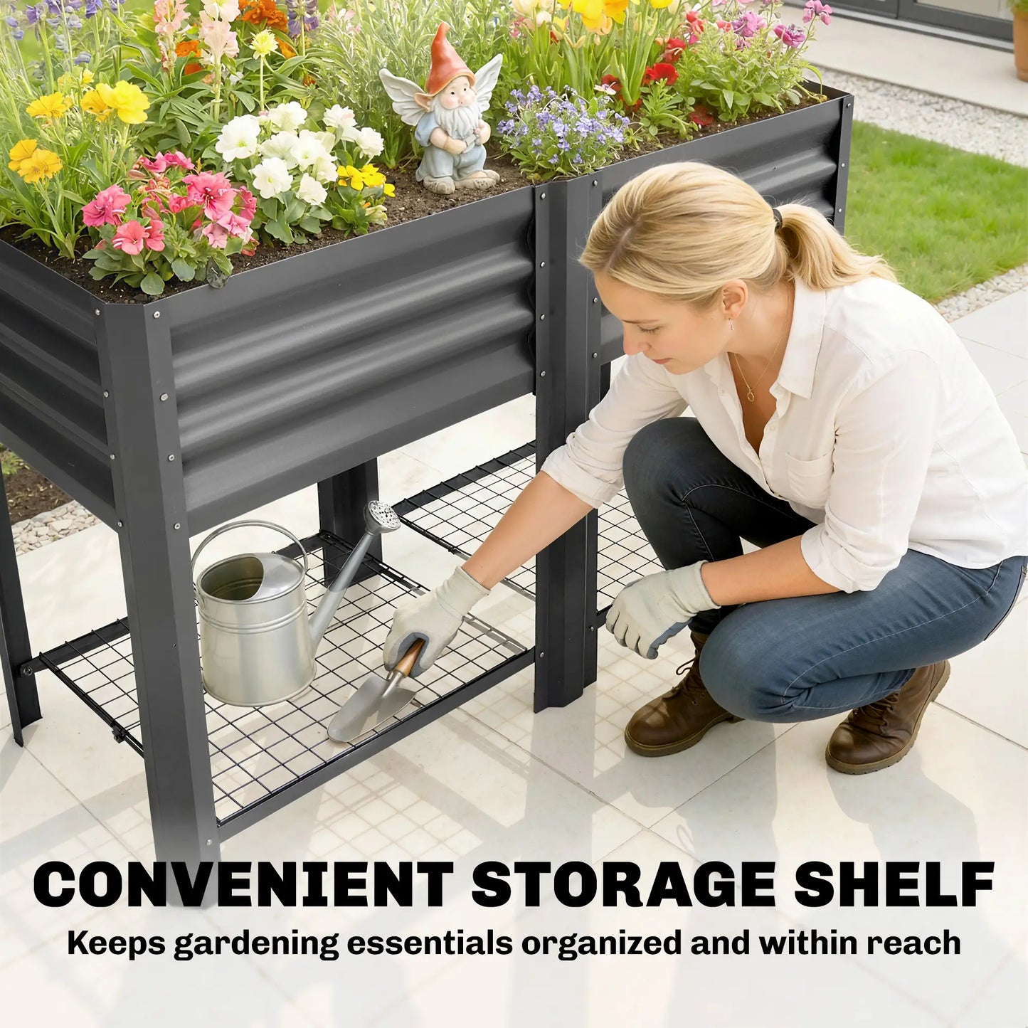 Raised Garden Bed With Legs, 31.5", Elevated Planter Box, Dark Grey Elevated Garden Beds at Gallery Canada