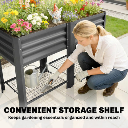 Raised Garden Bed With Legs, 31.5", Elevated Planter Box, Dark Grey Elevated Garden Beds at Gallery Canada