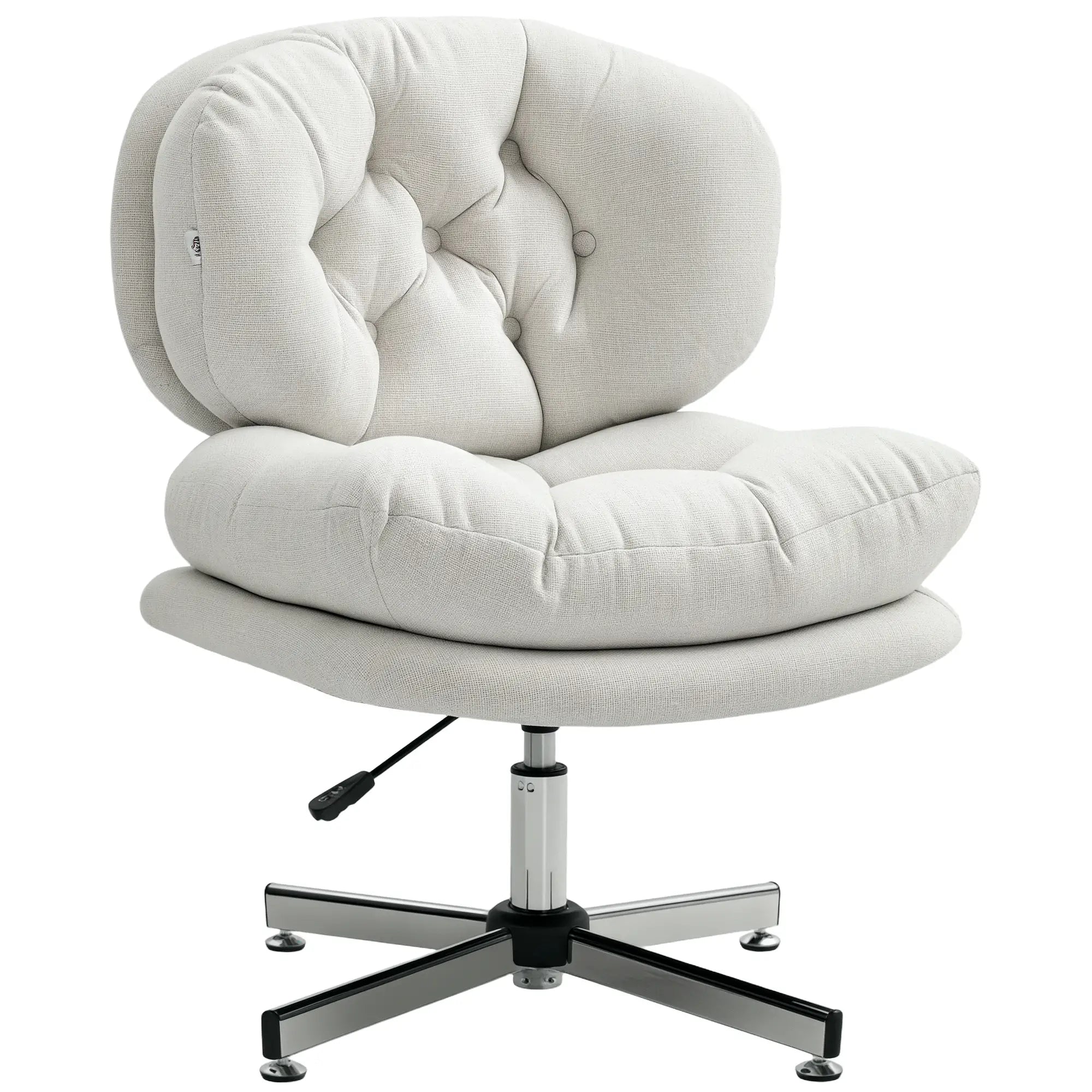 Computer Desk Chair, Armless Office Chair with Wide Padded Seat and Adjustable Height, Cream White Task Chairs at Gallery Canada