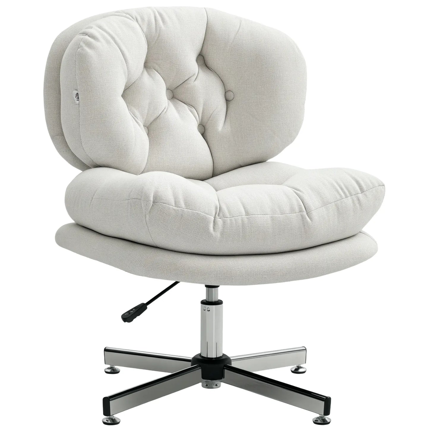 Computer Desk Chair, Armless Office Chair with Wide Padded Seat and Adjustable Height, Cream White Task Chairs at Gallery Canada