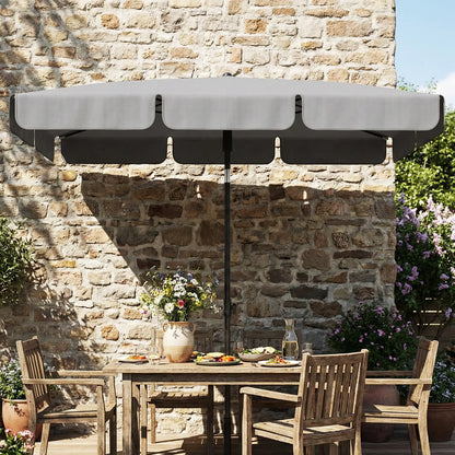 6' x 4' Grey Patio Umbrella, Tilt Crank, Rectangular Outdoor, Grey Sun Umbrellas at Gallery Canada