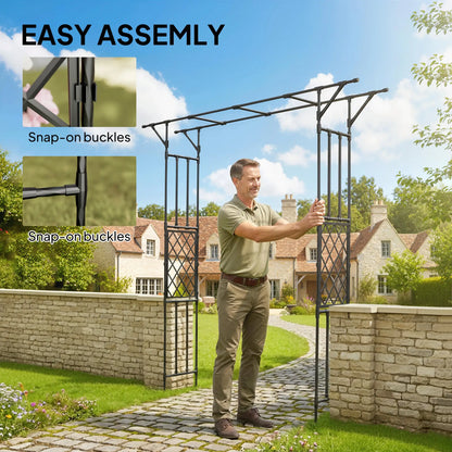PE-Coated Steel Garden Arch Trellis, 70.9" x 15.7" x 84.6", Black Garden Arches at Gallery Canada
