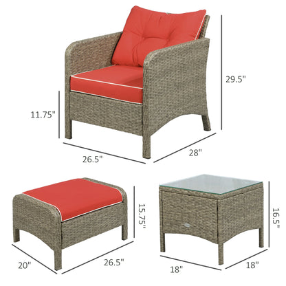 5 Pc Wicker Patio Sofa Set, Red, with Cushions & Glass Table Patio Furniture Sets at Gallery Canada