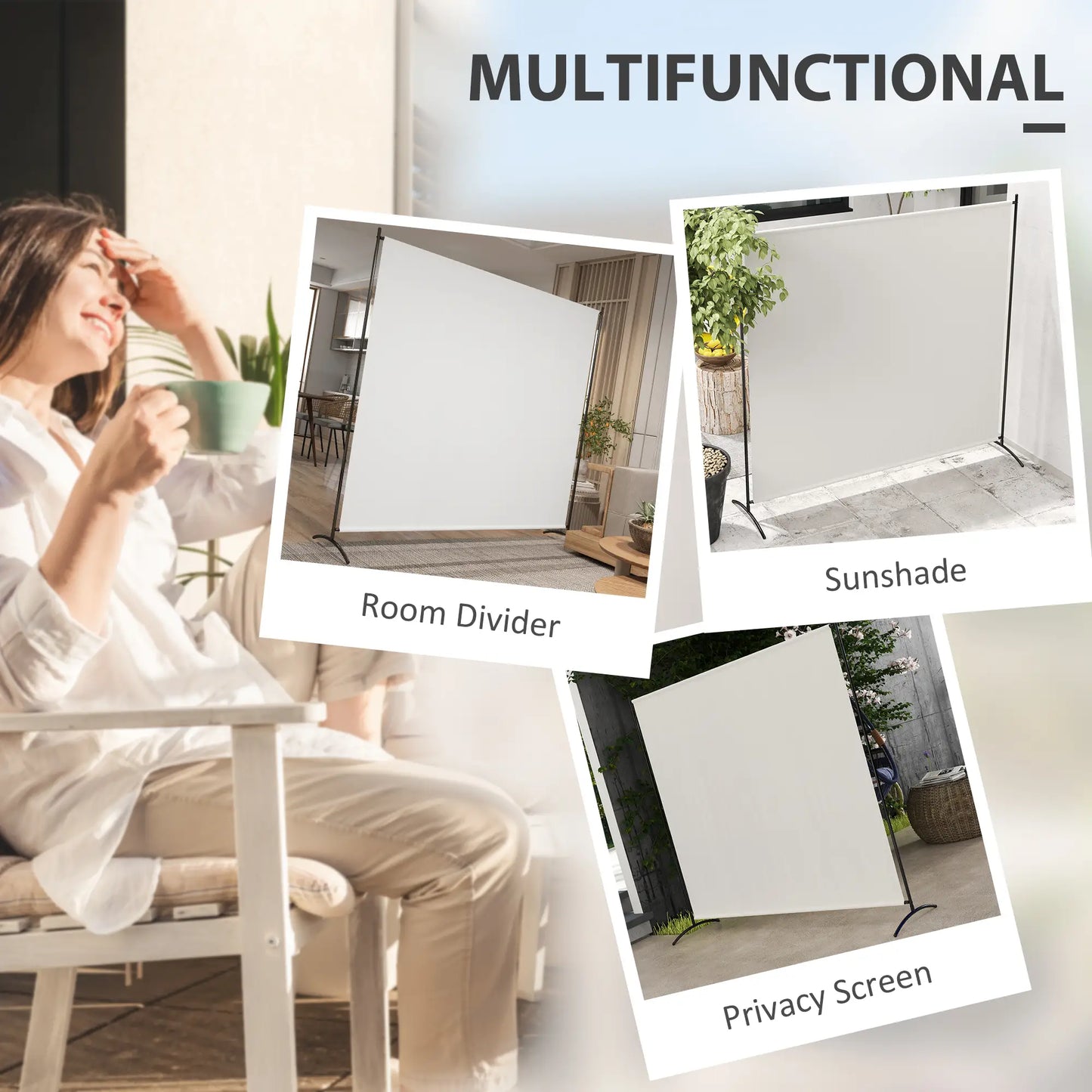 Single Panel Room Divider, UV30+ Privacy Screen, Indoor Outdoor, Beige Side Awnings at Gallery Canada