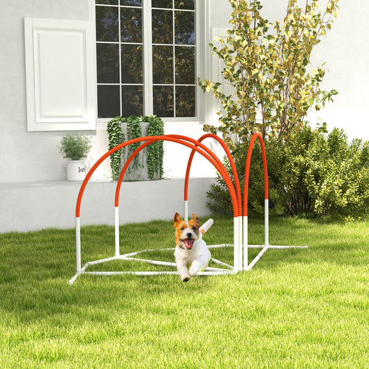Dog Agility Kit Pet Obstacle Course Training Equipment Outdoor with Weave Poles, Carry Bag, Orange - Gallery Canada
