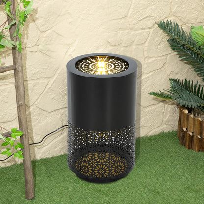 21" Tall Garden Waterfall Fountain, LED Lights, Adjustable Flow, Black Water Fountains at Gallery Canada