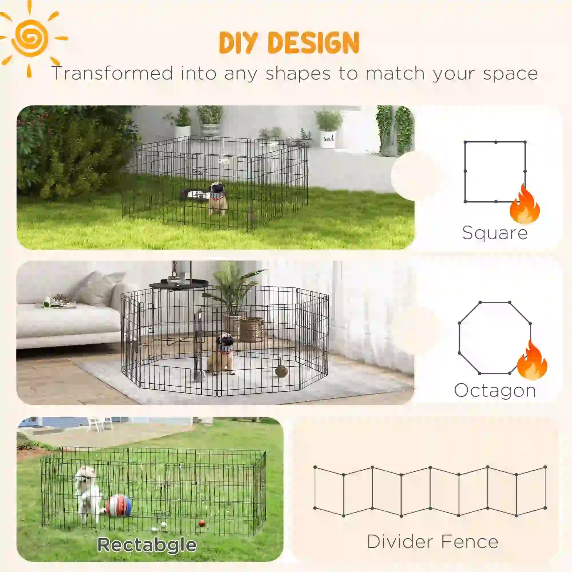 24inch Foldable Metal Pet Playpen, Dog Kennel Cage, 8 Panel Houses, Kennels & Pens at Gallery Canada