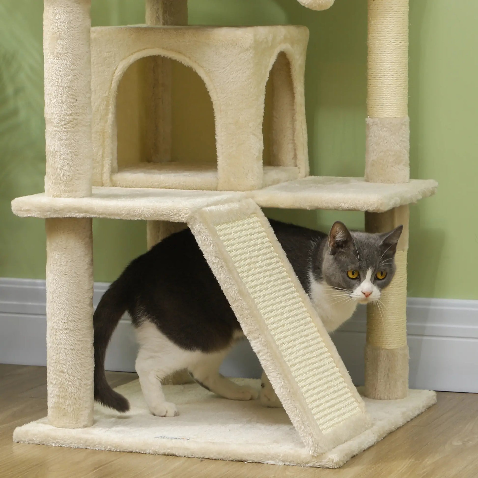 54" Cat Tree, Multi-Level Tower with Scratching Posts, Condos, Beige Cat Towers at Gallery Canada
