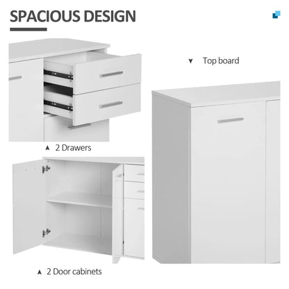 High Gloss Sideboard, 2 Drawers, 3 Doors, Adjustable Shelf, White Bar Cabinets at Gallery Canada