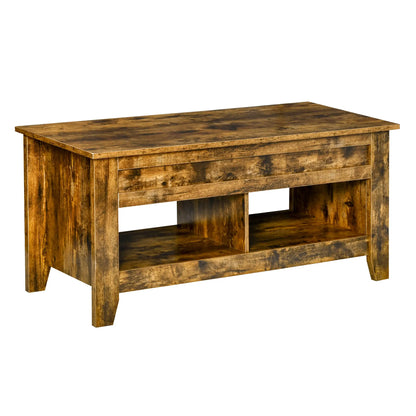 Lift Top Coffee Table, Hidden Storage, Open Shelves, Brown Coffee Tables at Gallery Canada