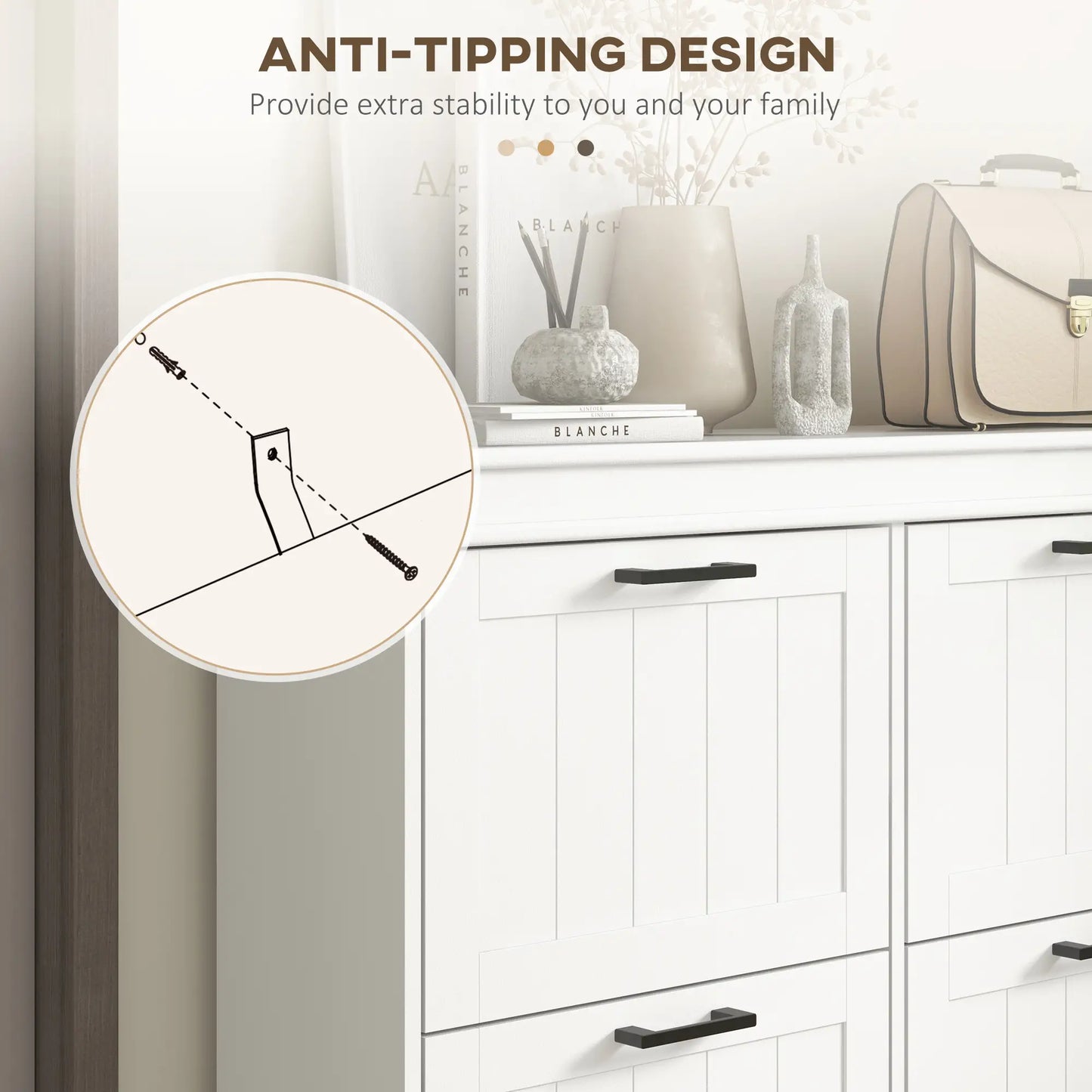 Shoe Storage Cabinet, 4 Flip Drawers, Adjustable Shelves, 20 Pairs, White Shoe Storage Cabinets & Racks at Gallery Canada