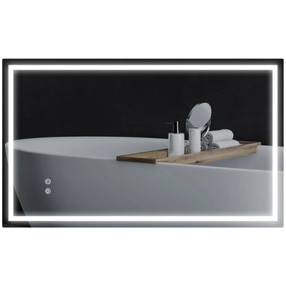 39" x 24" Miroir de Salle de Bain LED, Monté au Mur, Anti-Buée, Bouton Tactile, Clair