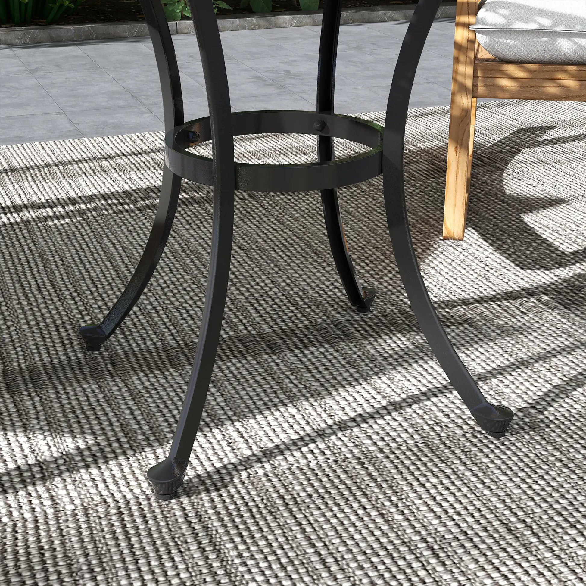 Round Patio Table, Adjustable Feet, Cast Aluminium Frame, Black Patio Side Tables at Gallery Canada
