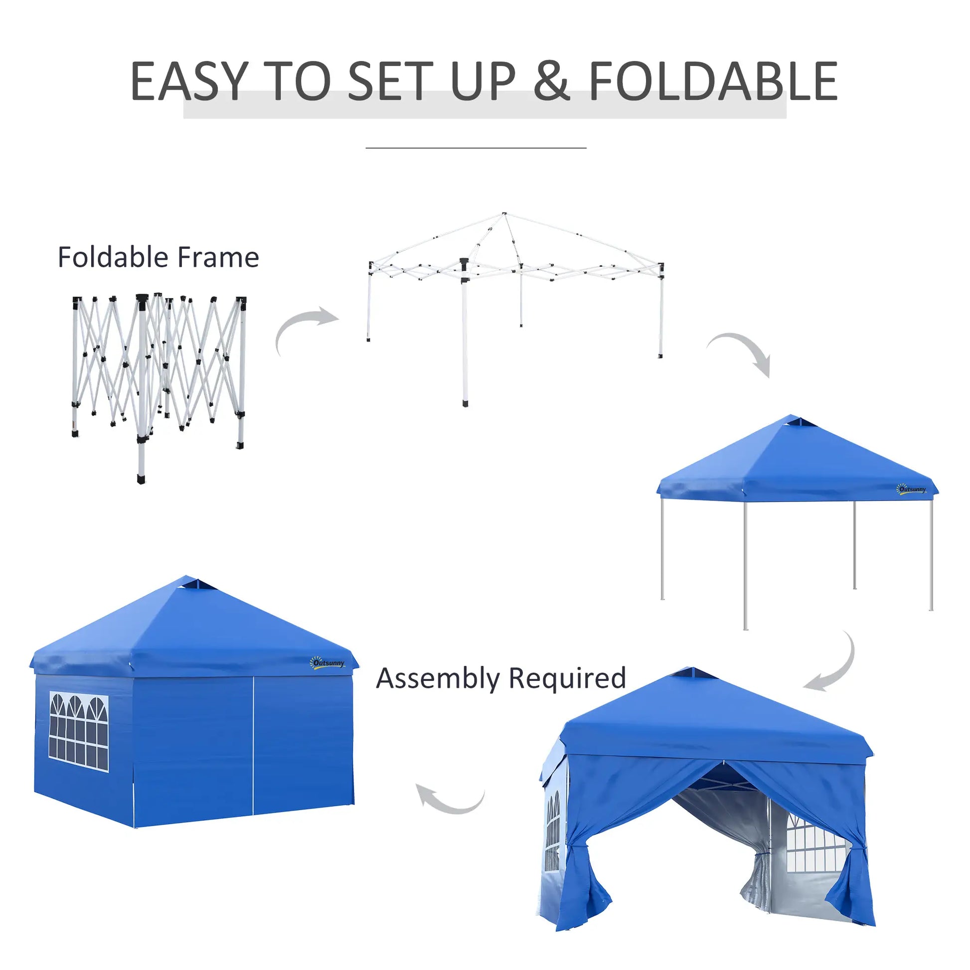 10' x 10' Pop Up Canopy Tent, Instant Sun Shelter, Blue Pop Up Canopies at Gallery Canada