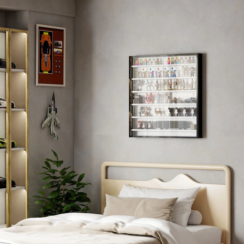 7-Tier Glass Display Cabinet, Black And White