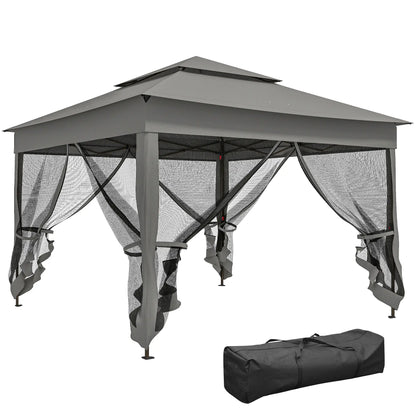 11' x 11' Pop Up Canopy, 2-Tier Soft Top Shelter, Dark Grey Pop Up Canopies at Gallery Canada