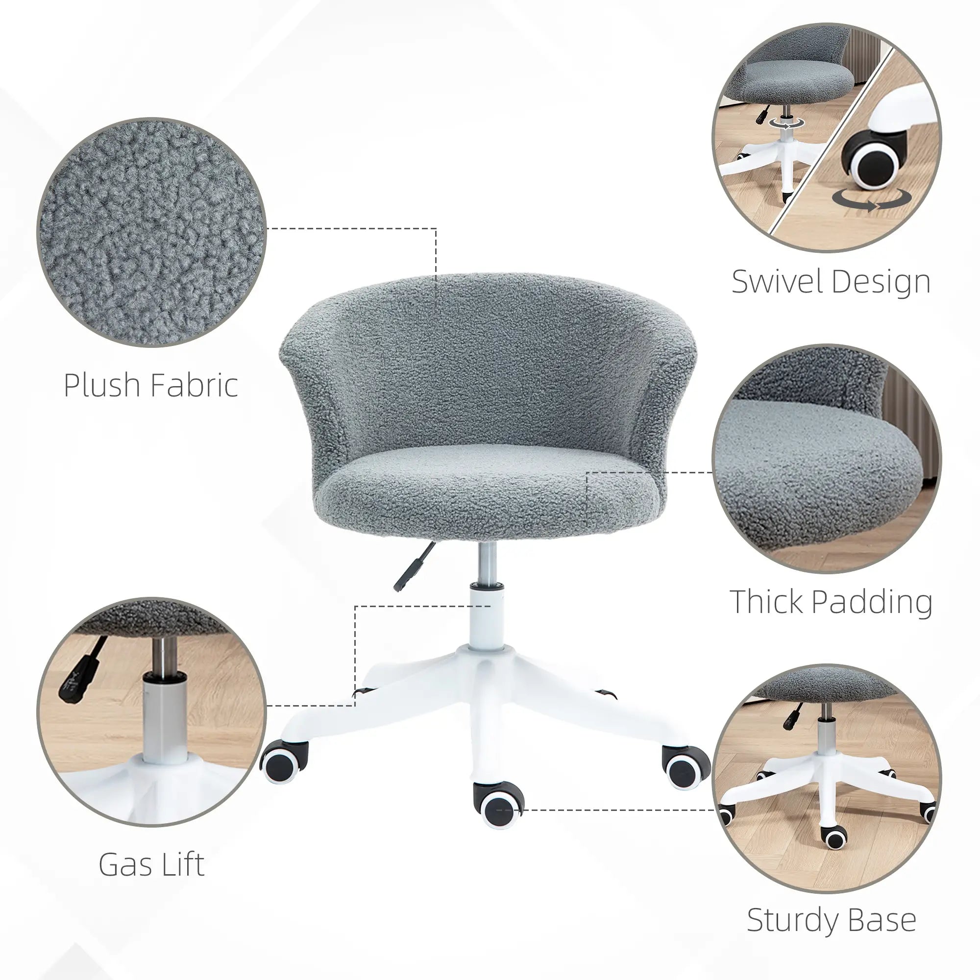 Armless Office Chair, Adjustable Height, Swivel Wheels, Mid Back, Grey Office Chairs at Gallery Canada