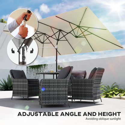 Double-Sided Patio Umbrella With Tilt, Adjustable Height, Vents, 12 Ribs, White Double-sided Umbrellas at Gallery Canada