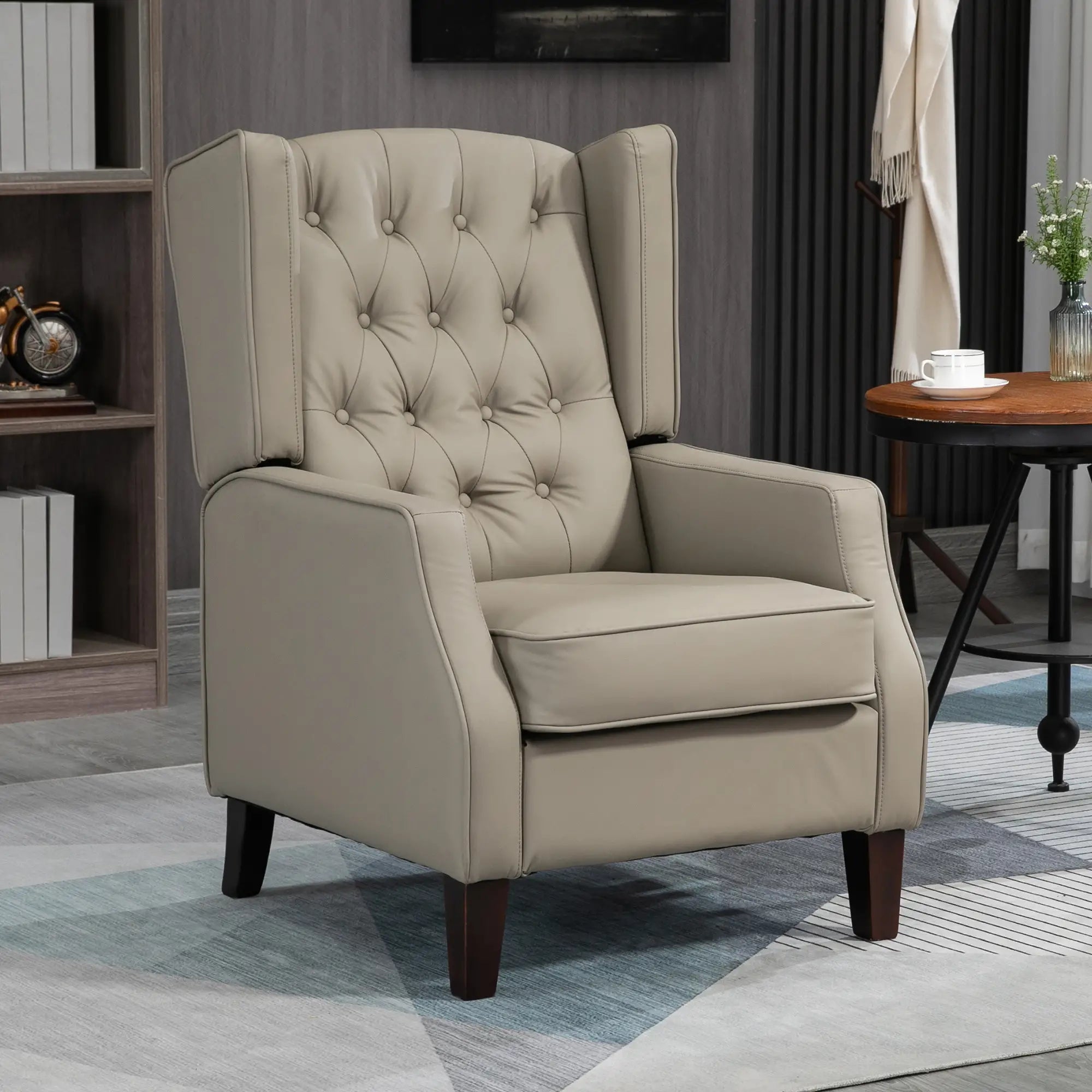 Faux Leather Armchair, Modern Accent Chair, Thick Padding, Khaki Accent Chairs at Gallery Canada