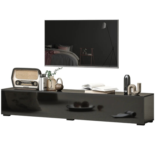 Floating TV Stand For 75 Inch TVs, 70.9 Inch Cabinet, High Gloss, Black TV Stands High Gloss Black at Gallery Canada