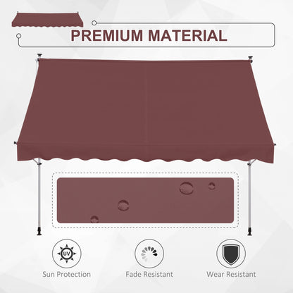 10x5ft Retractable Sun Shade Canopy, 5.6-9.2ft Pole, Wine Red Patio Awnings at Gallery Canada
