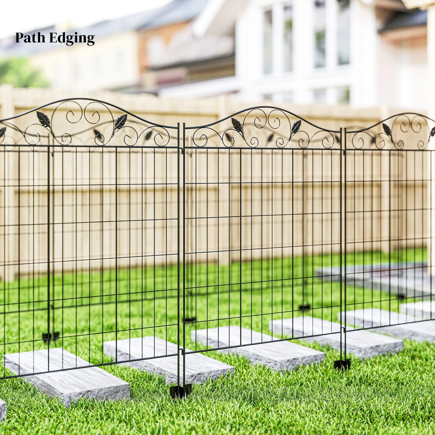 Garden Decorative Fence, 4 Panels 44in x 12ft, Steel Wire Border Edging Garden Fences at Gallery Canada