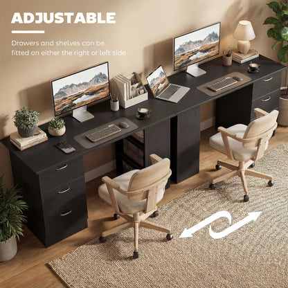 47 Inches Office Desk, 3-Tier Storage Shelves, Black Writing Desks at Gallery Canada