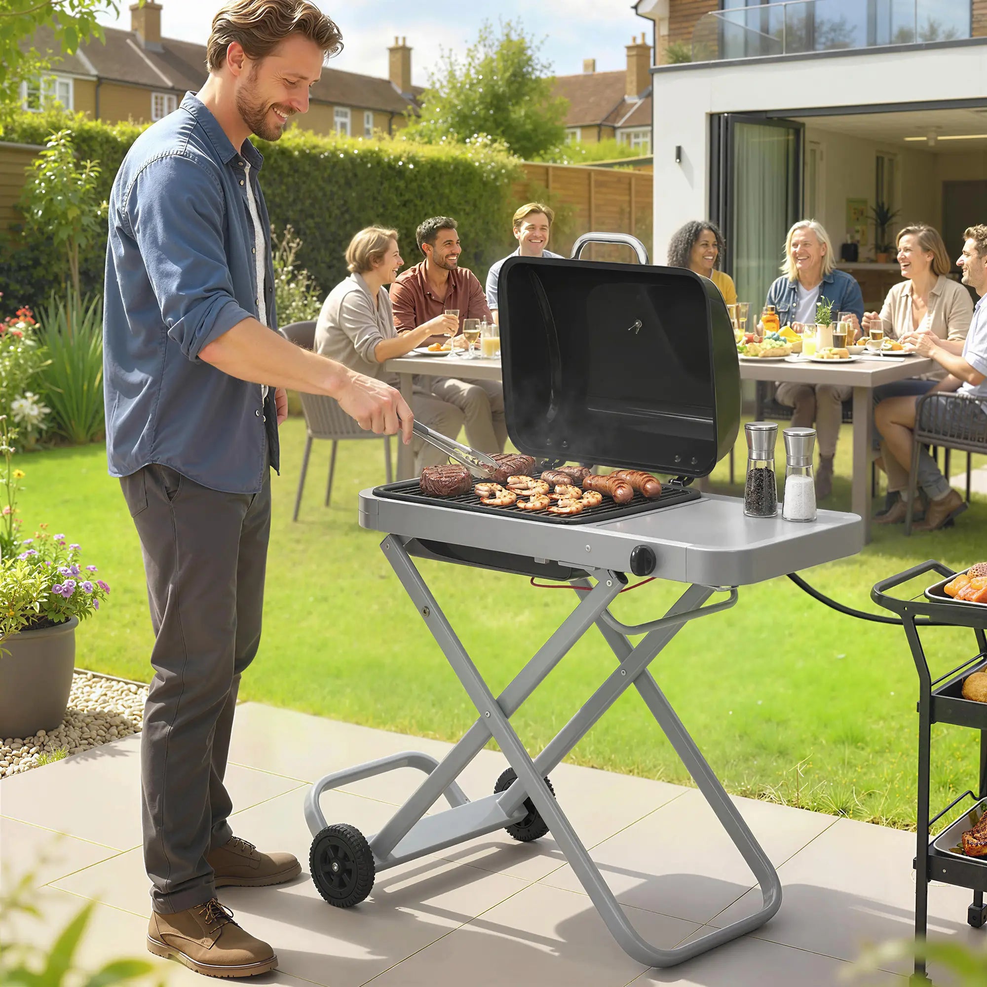 Portable Propane BBQ Grill, Foldable Cart, 9500 BTU, Black Propane Gas Grills at Gallery Canada
