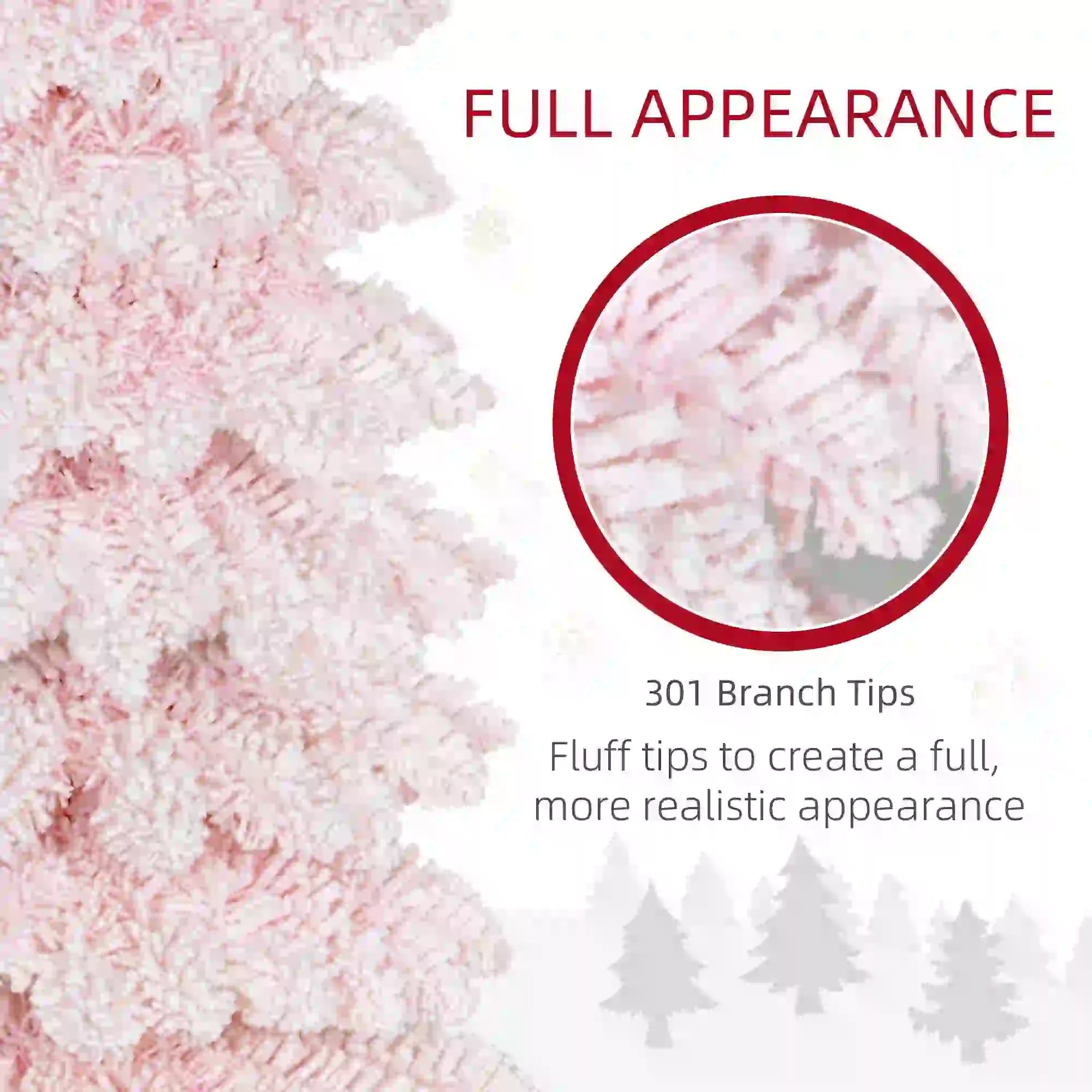 5ft Snow-Flocked Slim Pencil Christmas Tree, 301 Branches, Metal Base, Pink Pencil Christmas Trees at Gallery Canada