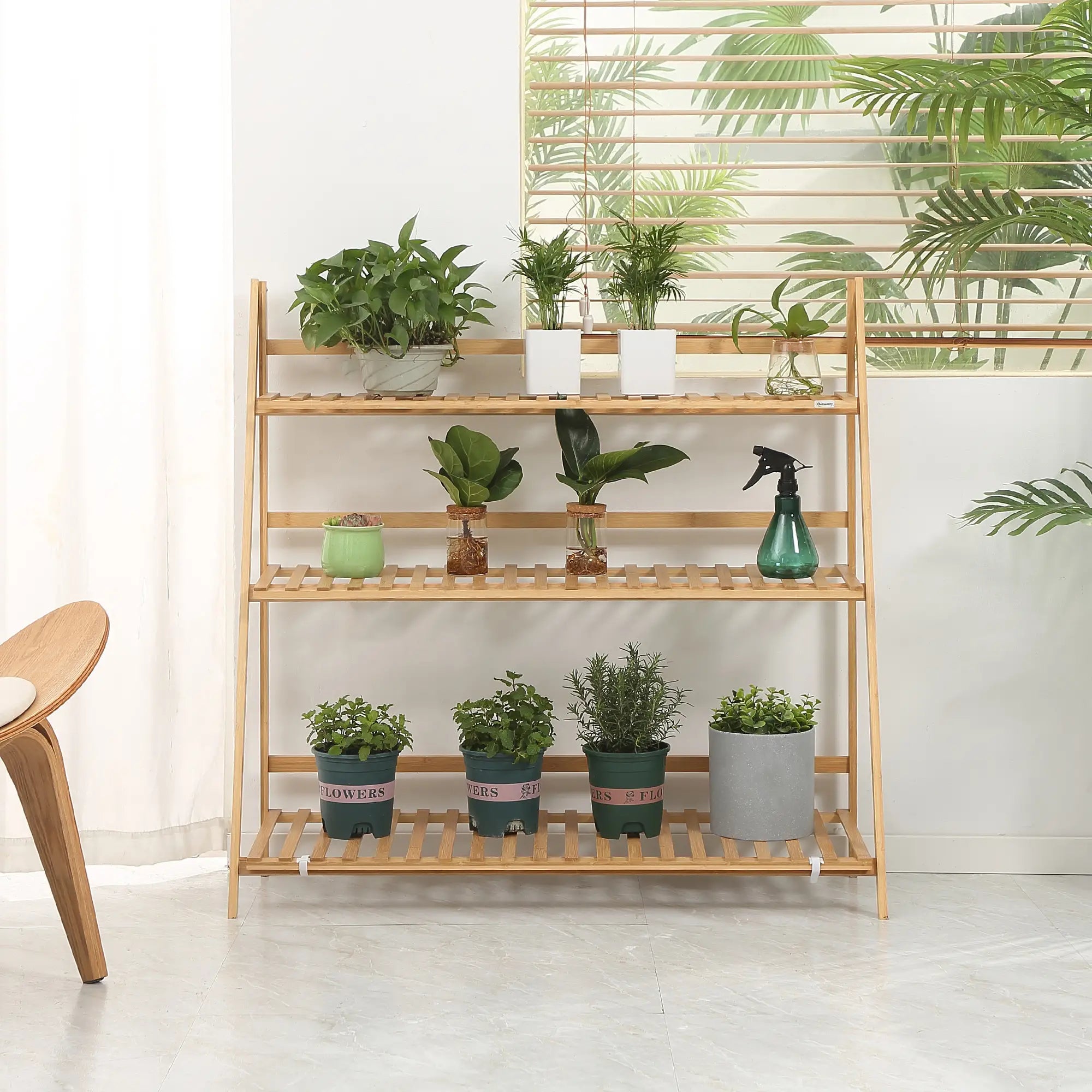 3-Tier Plant Stand, Bamboo Display Shelf, 98x37x96.5cm, Natural Plant Stands at Gallery Canada