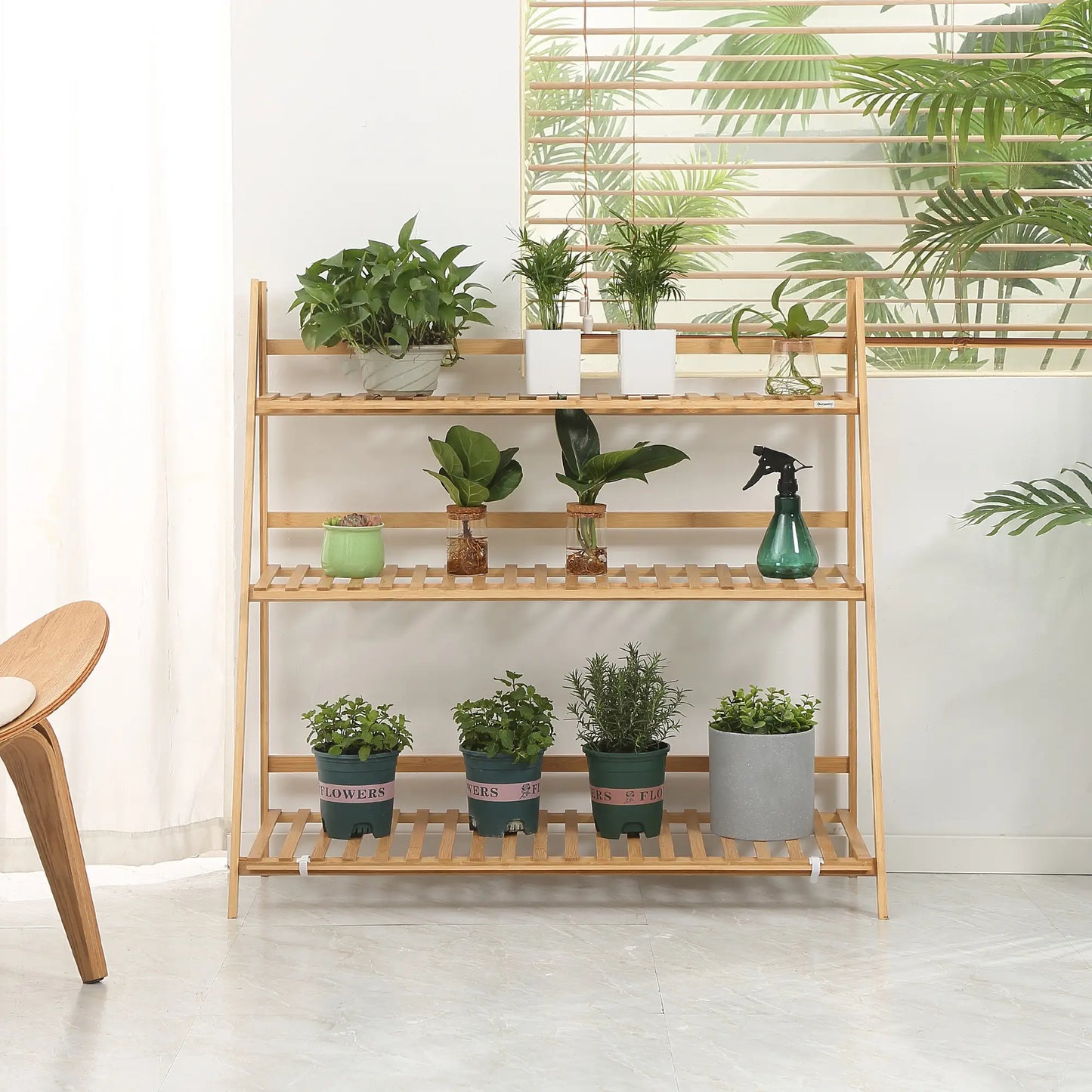 3-Tier Plant Stand, Bamboo Display Shelf, 98x37x96.5cm, Natural Plant Stands at Gallery Canada