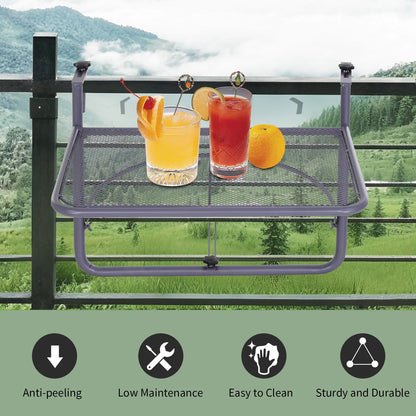 Adjustable Balcony Hanging Table, Metal Wall Desk, Outdoor Flower Stand, Grey Balcony Table Hanging at Gallery Canada