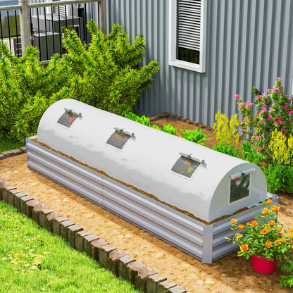 Portable Mini Greenhouse, 10' x 3' x 2', 5 Mesh Windows, Steel Frame, White