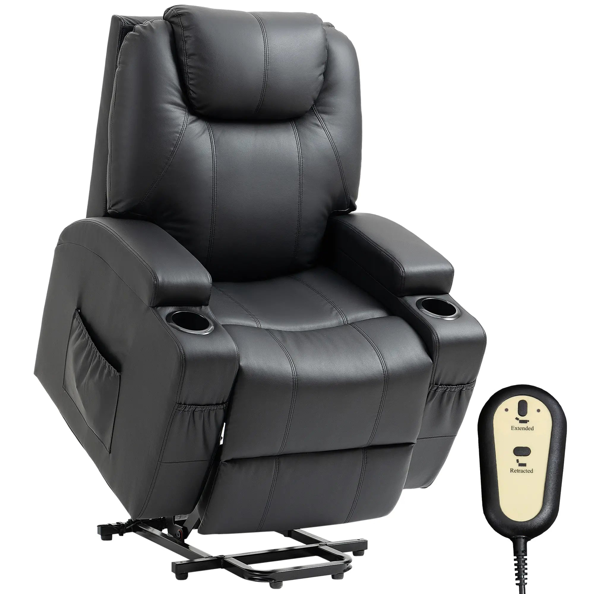 Power Lift Recliner Chair for Elderly, PU Leather, Black Electric Power Lift Chairs Black at Gallery Canada