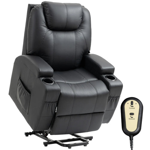 Power Lift Recliner Chair for Elderly, PU Leather, Black