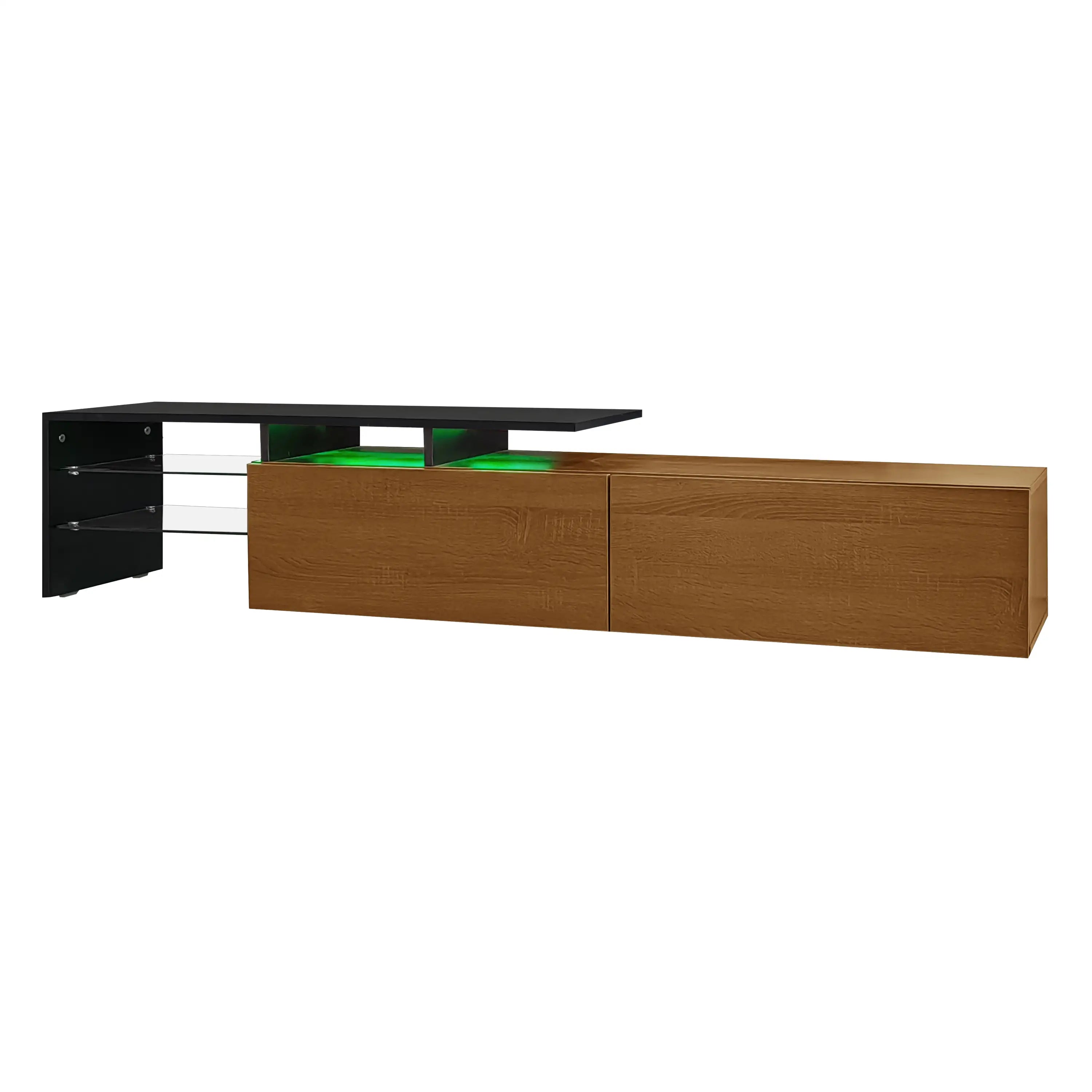TV Stand With Glass Shelves, LED Lighting, 67