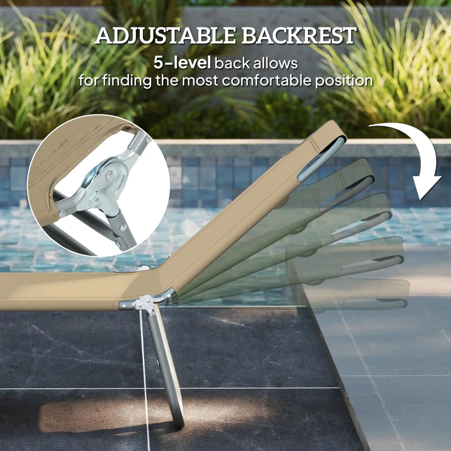 Folding Outdoor Lounge Chair, Reclining Tanning Chair, Brown Lounger Chairs at Gallery Canada