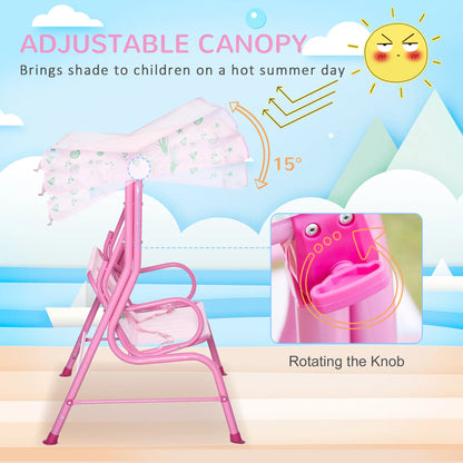 2-Seat Kids Porch Swing, Outdoor Chair with Canopy, Seat Belt, Mermaid, Pink Gym Sets & Swings at Gallery Canada