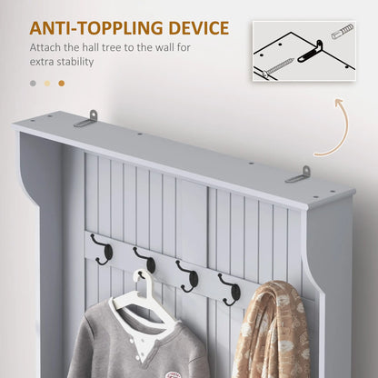 3-In-1 Entryway Hall Tree, Coat Rack, Bench, Shoe Storage, 5 Hooks, Grey Clothing Storage at Gallery Canada