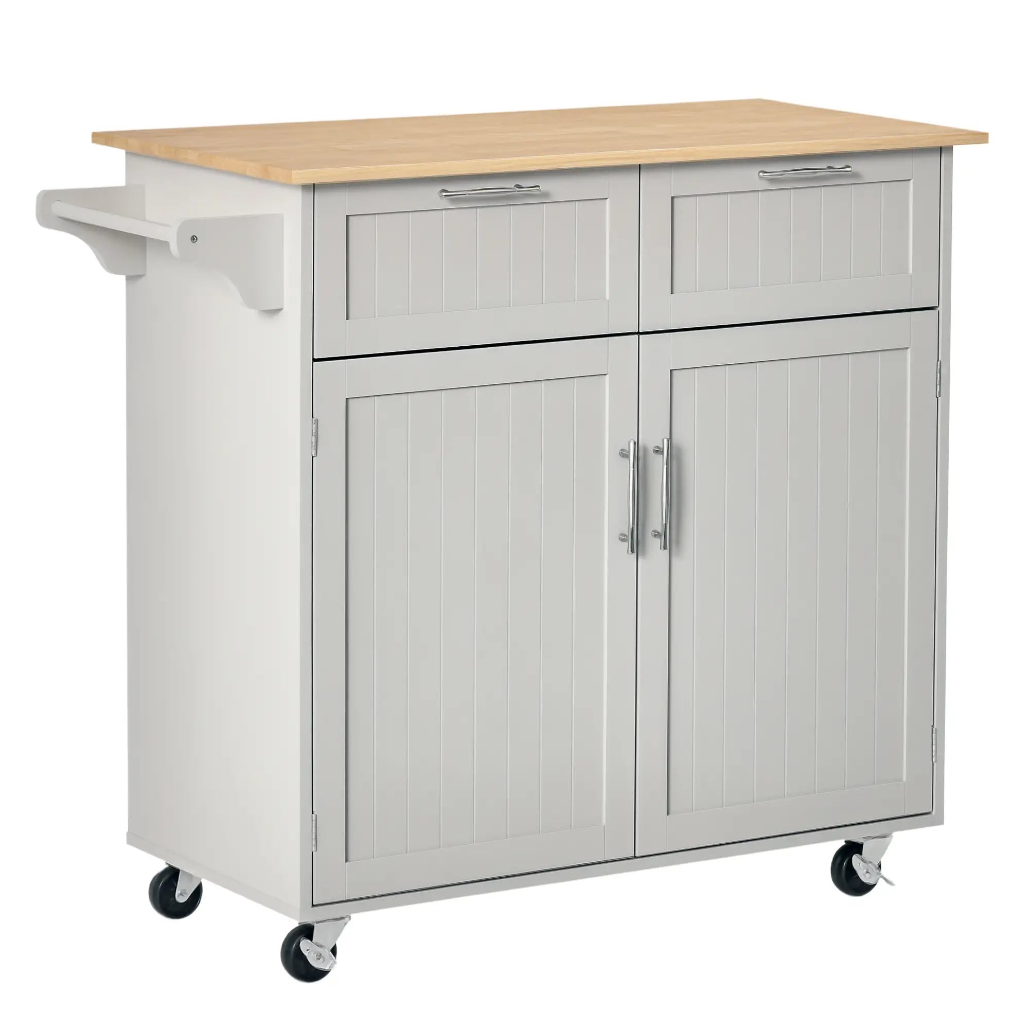 Rolling Kitchen Island, Cart with 2 Drawers, 2 Door Cabinets, 2-Doors, Grey Kitchen Islands & Kitchen Carts Grey at Gallery Canada