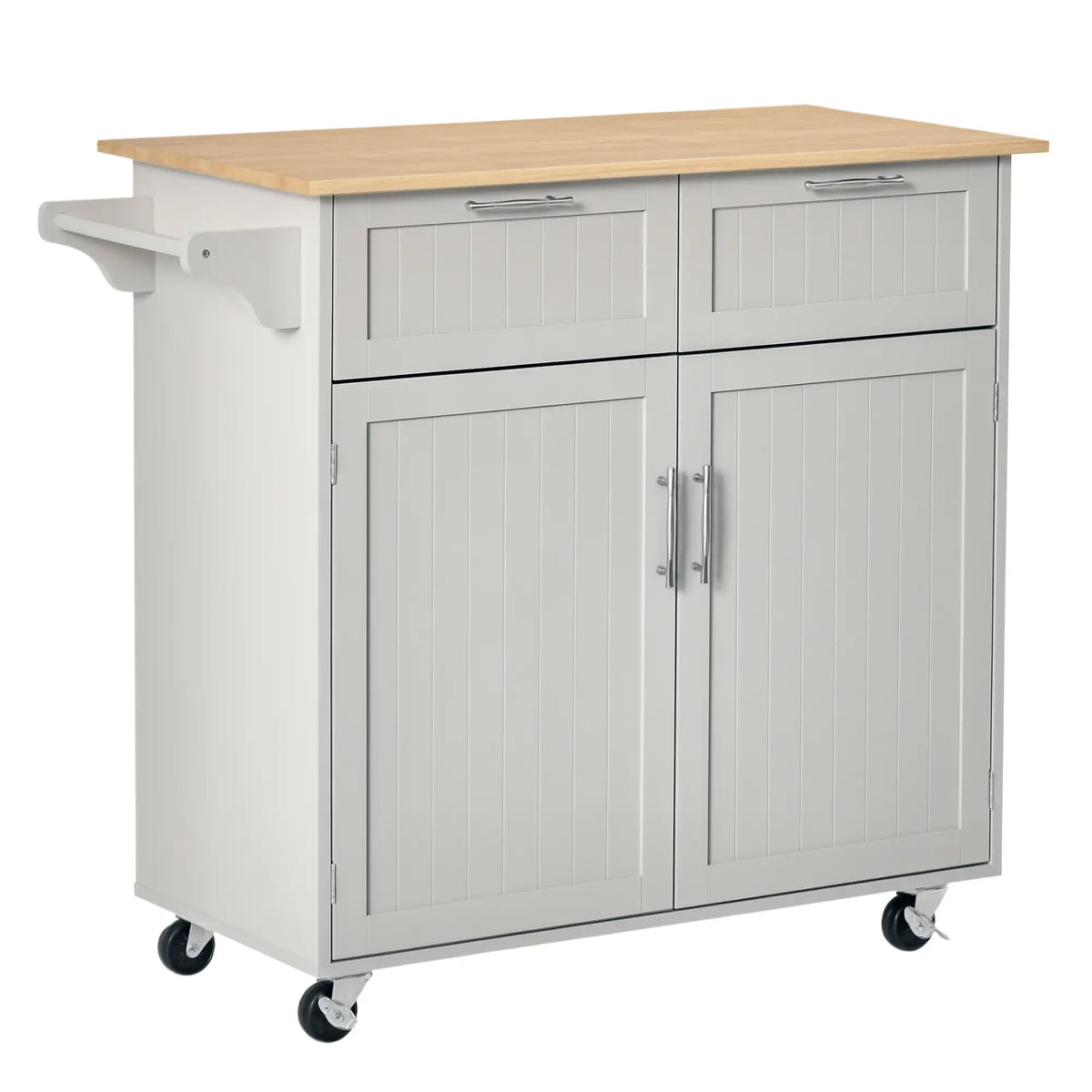 Rolling Kitchen Island, Cart with 2 Drawers, 2 Door Cabinets, 2-Doors, Grey Kitchen Islands & Kitchen Carts Grey at Gallery Canada