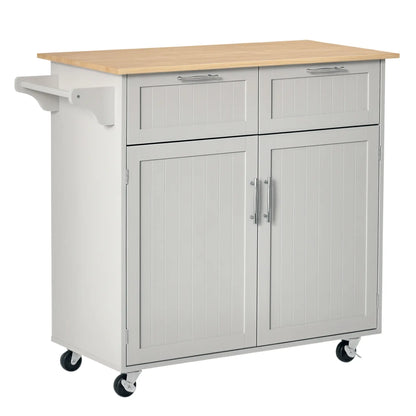 Rolling Kitchen Island, Cart with 2 Drawers, 2 Door Cabinets, 2-Doors, Grey Kitchen Islands & Kitchen Carts Grey at Gallery Canada