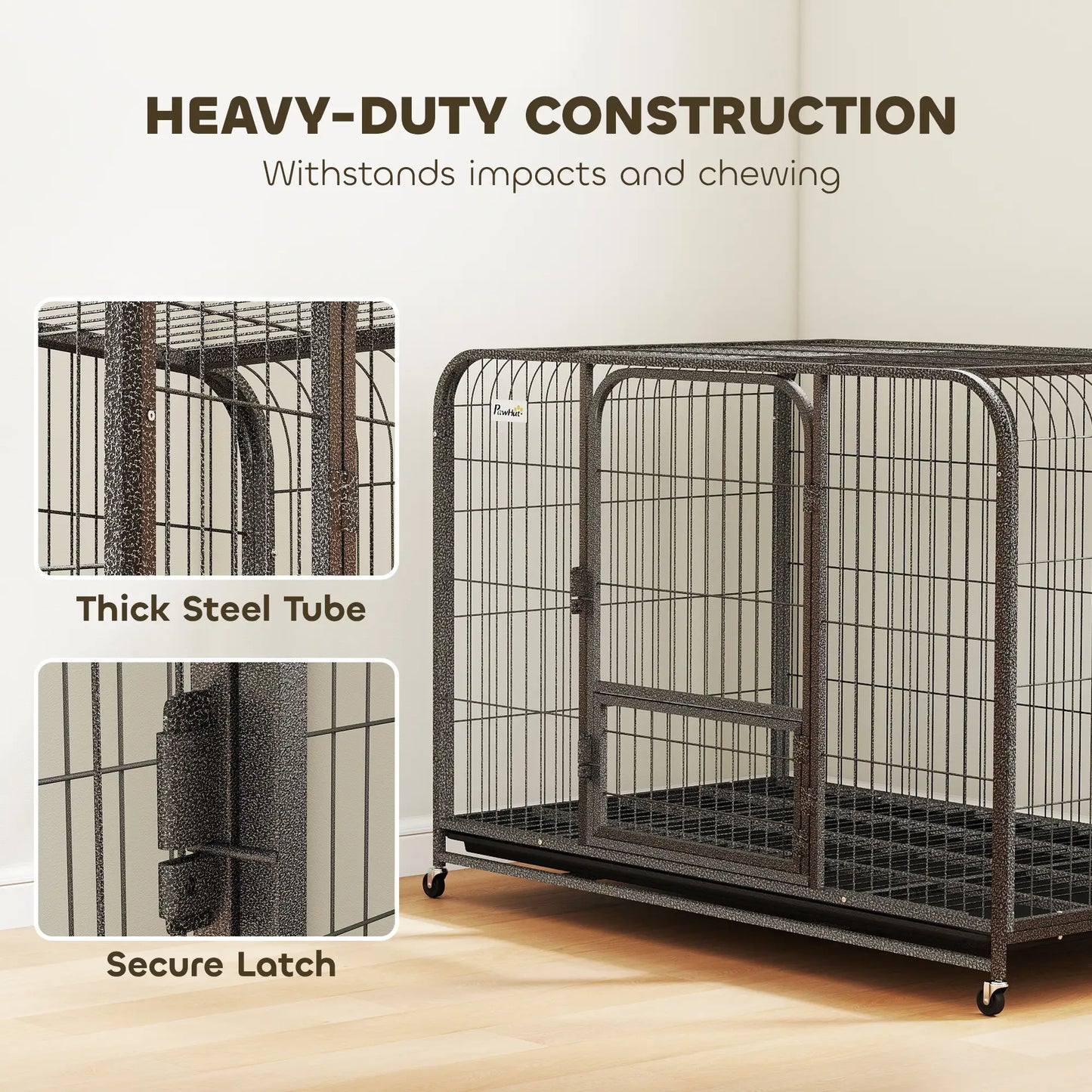 48 Inch Heavy Duty Dog Crate, Large Metal Cage, Lockable Wheels, Removable Tray Dog Cages & Crates at Gallery Canada