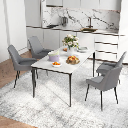 Modern Dining Chairs Set of 4, PU Leather, Metal Legs, Grey Bar Stools at Gallery Canada