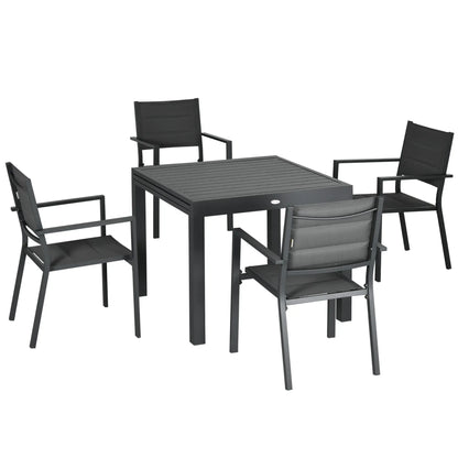 Patio Dining Set For 6, Aluminum Expandable Table With 6 Chairs, Dark Grey Outdoor Dining Sets at Gallery Canada