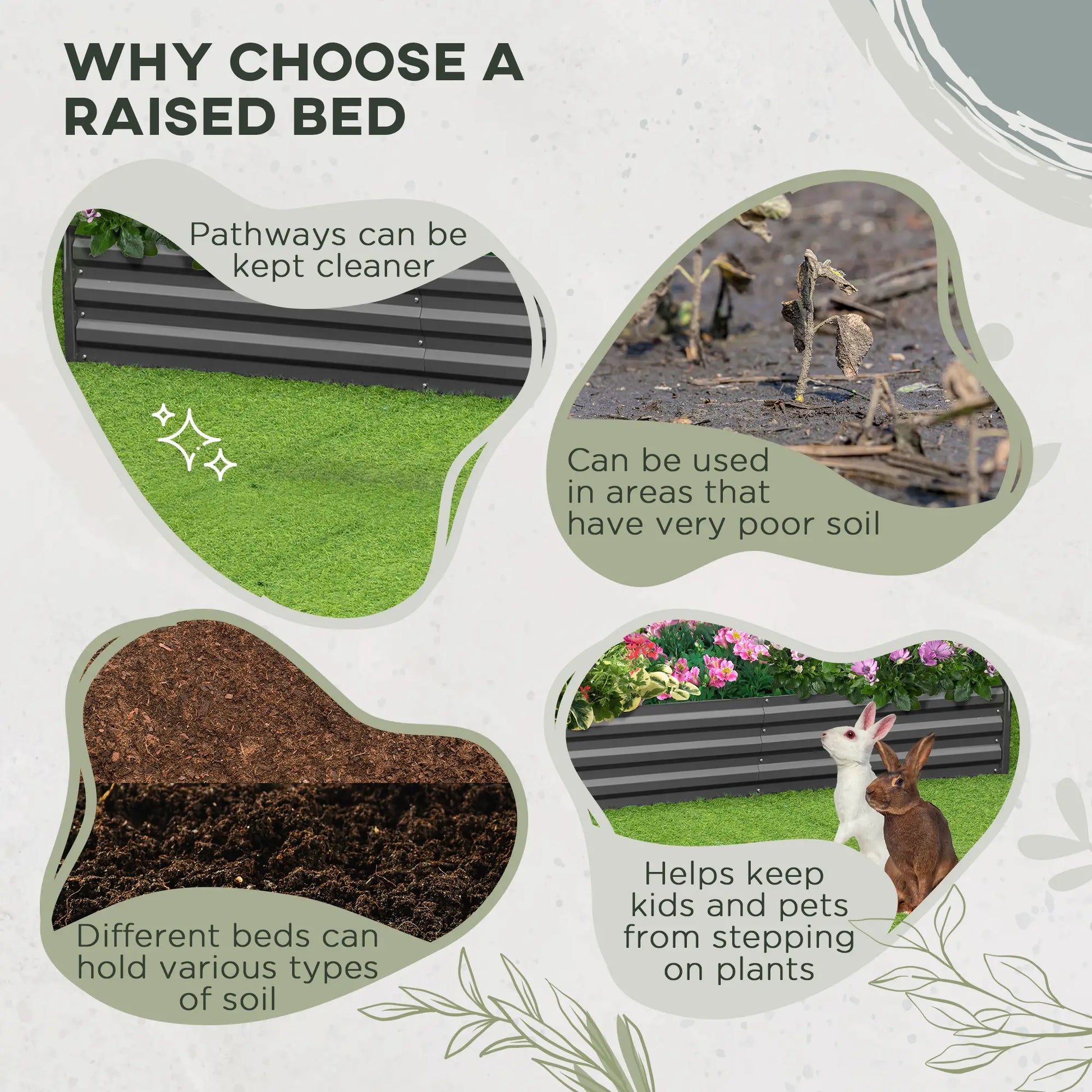 6' x 3' x 1' Raised Garden Bed, 2 Trellis Tomato Cages, Steel Frame, Dark Grey Raised Garden Beds at Gallery Canada